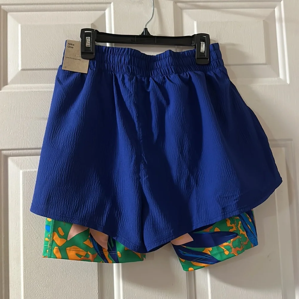 Nike 2-in-1 Woven Running Shorts: BLUE/GREEN: NEW WITH TAGS: SIZE LARGE